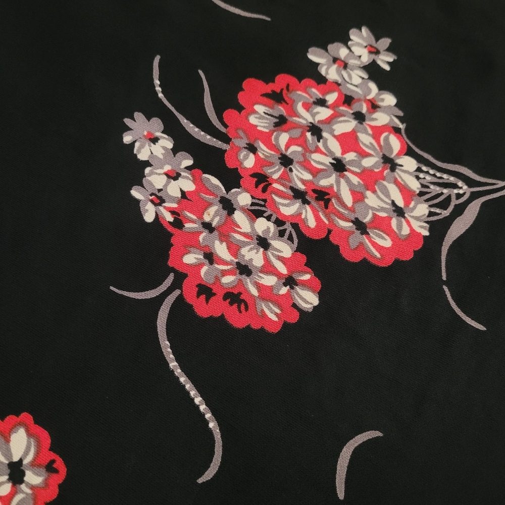 Vintage Laundry by Shelli Segal Black & Red Floral Dress Whimsigoth 6 - Picture 13 of 15